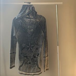 Royalty star angel wings rhinestone grey gray hood